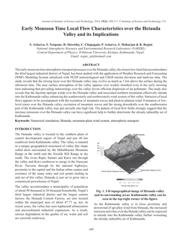 Early Monsoon Time Local Flow Characteristics Over the Hetauda Valley and Its Implications