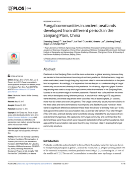 Fungal Communities in Ancient Peatlands Developed from Different Periods in the Sanjiang Plain, China