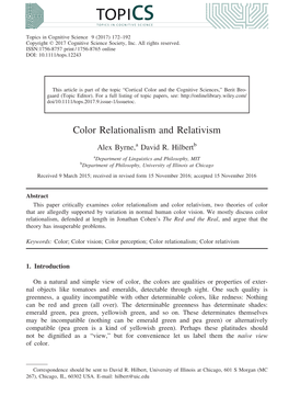 Color Relationalism and Relativism