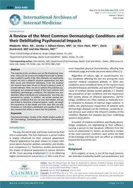 A Review of the Most Common Dermatologic Conditions and Their Debilitating Psychosocial Impacts