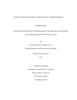 1 the Effect of Orthonasal and Retronasal Odorant Delivery On