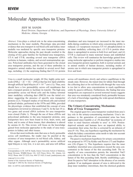 Molecular Approaches to Urea Transporters