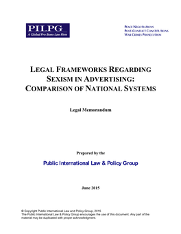 Legal Frameworks Regarding Sexism in Advertising: Comparison of National Systems