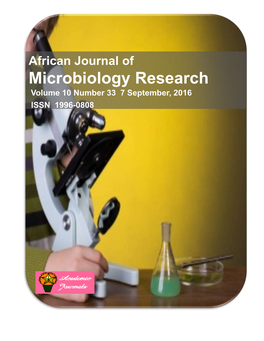 Microbiology Research Volume 10 Number 33 7 September, 2016 ISSN 1996-0808