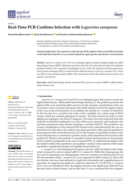 Real-Time PCR Confirms Infection with Lagovirus Europaeus