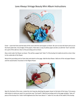 Love Always Vintage Beauty Mini Album Instructions