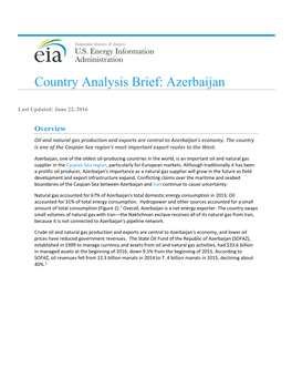 Country Analysis Brief: Azerbaijan