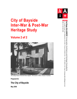 City of Bayside Inter-War & Post-War Heritage Study