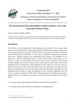 Case of the Early Alert System of Niger