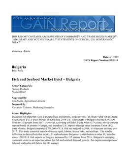 Bulgaria Fish and Seafood Market Brief