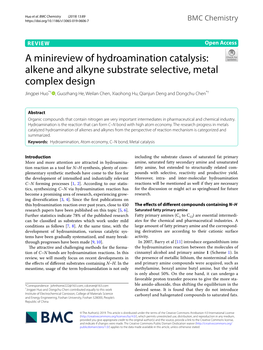 A Minireview of Hydroamination Catalysis: Alkene and Alkyne