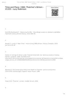 Time and Place: 1984: Thatcher's Britain - V1333 - Lucy Robinson | Sussex University