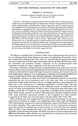 Dietary Mineral Ecology of the Hopi