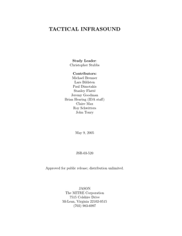 Tactical Infrasound