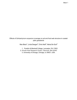 Effects of Schizachyrium Scoparium Coverage on Soil and Food Web Structure in Coastal Plain Grasslands