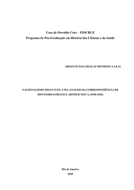 Uma Análise De Correspondência De Monteiro