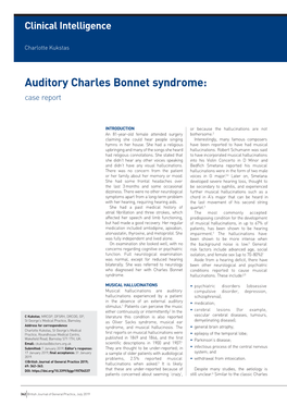 Auditory Charles Bonnet Syndrome: Case Report