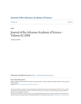 Journal of the Arkansas Academy of Science