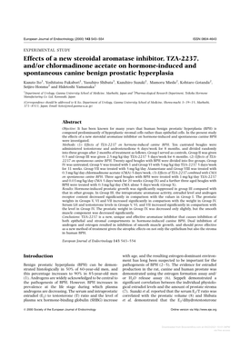 Effects of a New Steroidal Aromatase Inhibitor, TZA-2237, And/Or Chlormadinone Acetate on Hormone-Induced and Spontaneous Canine Benign Prostatic Hyperplasia