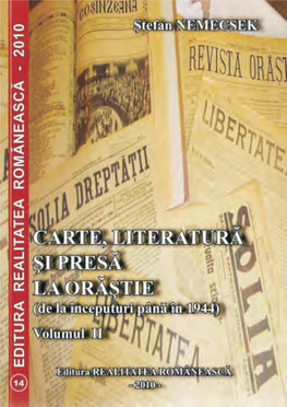 Carte, Literatură Şi Presă La Orăştie