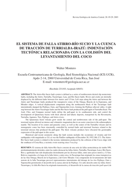 El Sistema De Falla Atirro-Río Sucio Y La Cuenca De Tracción De Turrialba-Irazú: Indentación Tectónica Relacionada Con La Colisión Del Levantamiento Del Coco