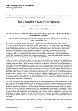 The Changing Nature of Sovereignty Written by Michael Bolt