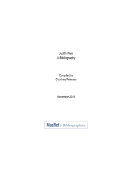Judith Weir a Bibliography