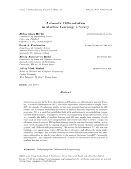 Automatic Differentiation in Machine Learning: a Survey