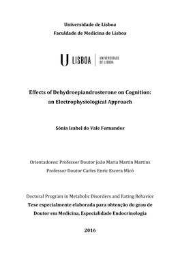 Effects of Dehydroepiandrosterone on Cognition: an Electrophysiological Approach