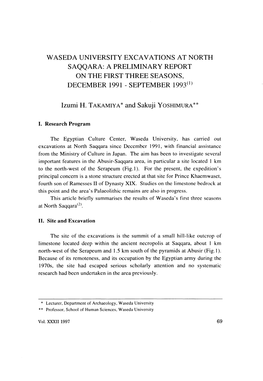 Waseda University Excavations at North Saqqara: a Preliminary Report on the First Three Seasons, December 1991-September 1993(1)