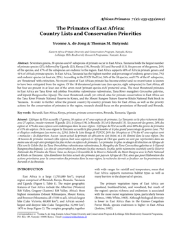 The Primates of East Africa: Country Lists and Conservation Priorities