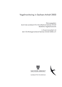Vogelmonitoring in Sachsen-Anhalt 2003