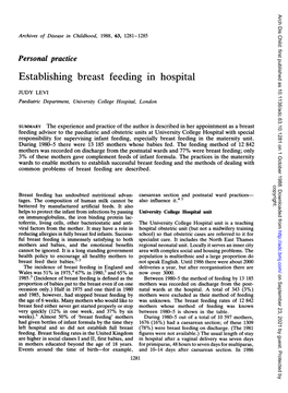 Establishing Breast Feeding in Hospital