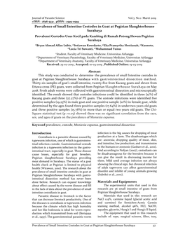 Prevalence of Small Intestine Cestodes in Goat at Pegirian Slaughterhouse Surabaya