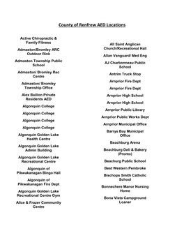 County of Renfrew AED Locations