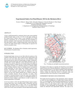 Experimental Study of on Flood Disaster 2012 in the Shirakawa River