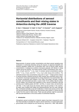 Horizontal Distributions of Aerosol Constituents and Their Mixing Statesantarctica in During the JASE Traverse K