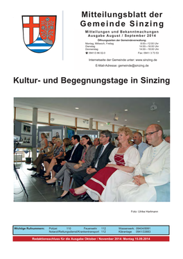 Und Begegnungstage in Sinzing