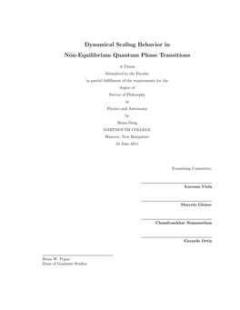 Dynamical Scaling Behavior in Non-Equilibrium Quantum Phase Transitions