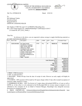 Central Coalfields Limited Office of the Genera At& Po