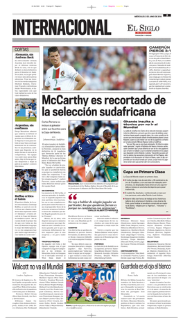 Mccarthy Es Recortado De La Selección Sudafricana