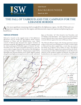 The Fall of Yabroud and the Campaign for the Lebanese Border