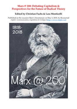 Marx @ 200: Debating Capitalism & Perspectives for the Future of Radical Theory