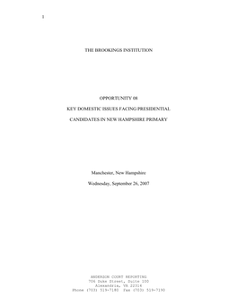 1 the Brookings Institution Opportunity 08 Key