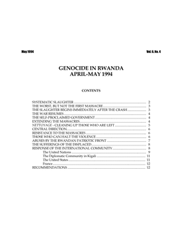 Genocide in Rwanda April-May 1994