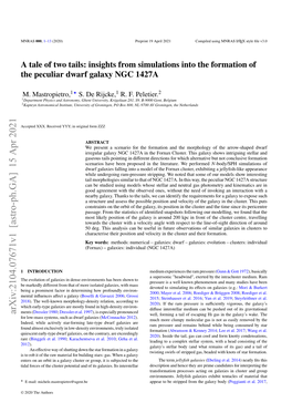 Arxiv:2104.07671V1 [Astro-Ph.GA] 15 Apr 2021 Ments (Dressler 1980; Dressler Et Al