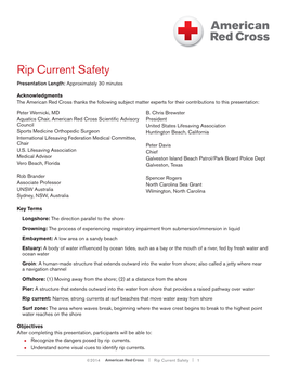 Rip Current Safety Presentation Length: Approximately 30 Minutes