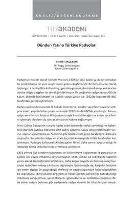 Dünden Yarına Türkiye Radyoları