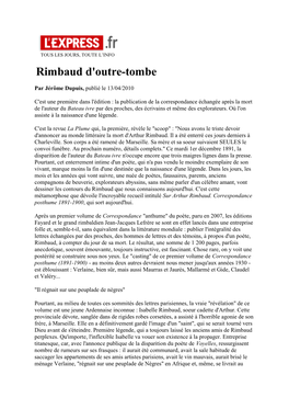 Rimbaud D'outre-Tombe