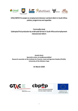 GTAC/CBPEP/ EU Project on Employment-Intensive Rural Land Reform in South Africa: Policies, Programmes and Capacities